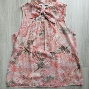 F21 Sleeveless Floral Blouse w/Bow, Size XS